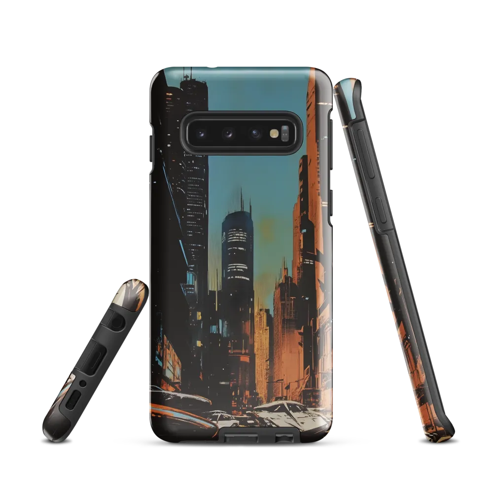 Futuristic Cityscape in Blue and Orange