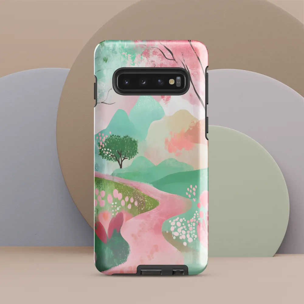 Pastel Path Through Blossoming Hills