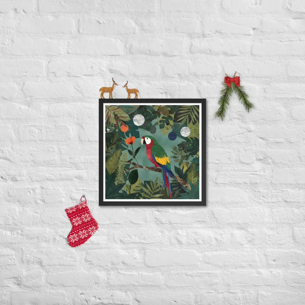 Canopy Parrot 
 Poster with Black Frame | 18″x 18″
