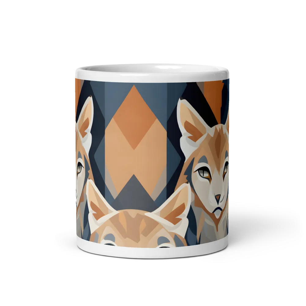 Elegance in Geometry: The Foxes | Mug with White inside | 11 oz