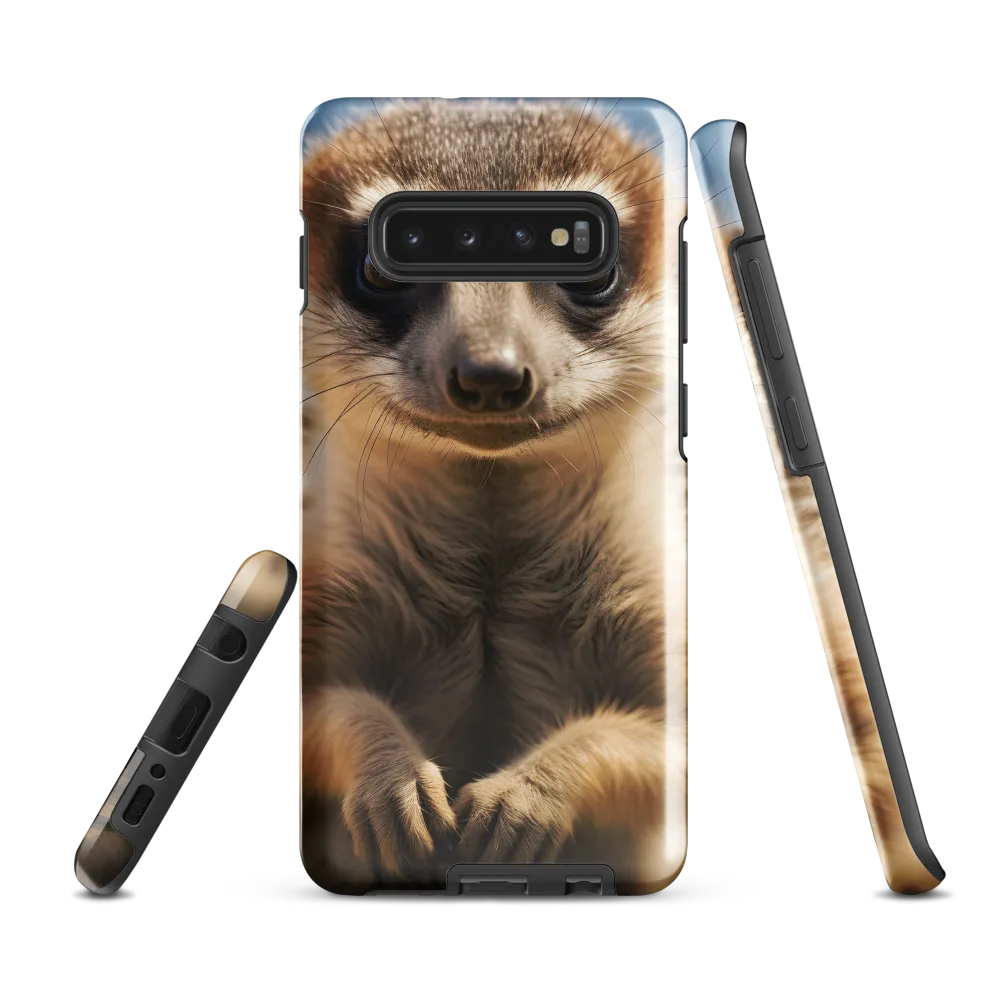 Curious Stance: The Meerkat's Gaze | Phone Case |  S10 Plus | Tough Case | Glossy