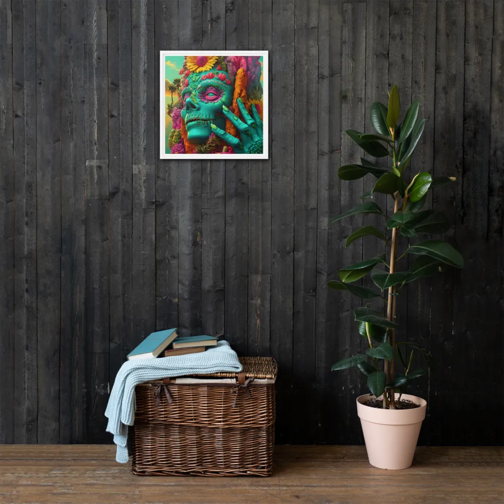 Ethereal Skull Garden | Canvas with White Frame | 16″×16″