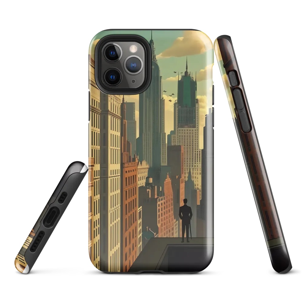 Urban Dreams: A Silhouette in Art Deco Cityscape