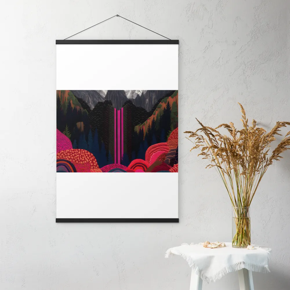 Ethereal Cascade: A Surreal Landscape | Poster With Black Wood Hanger | 24″×36″