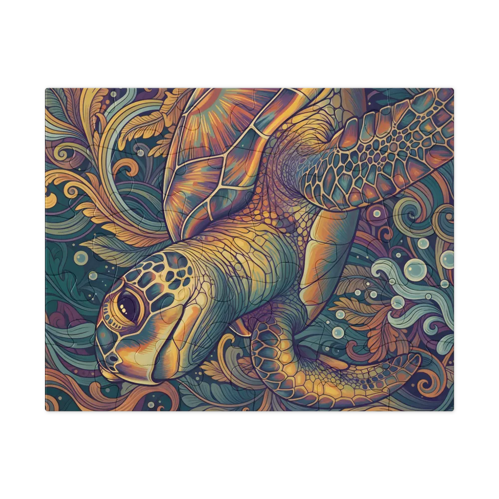 Ornate Sea Turtle 
 Jigsaw Puzzle in Tin Box