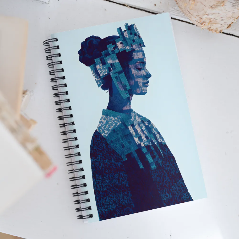 Digital Portrait in Abstract Blue | Spiral Notebook