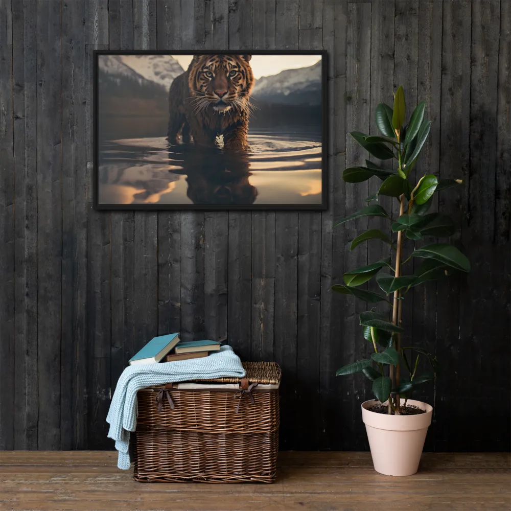 Majestic Reflection: The Tiger's Domain | Canvas with Black Frame | 24″×36″