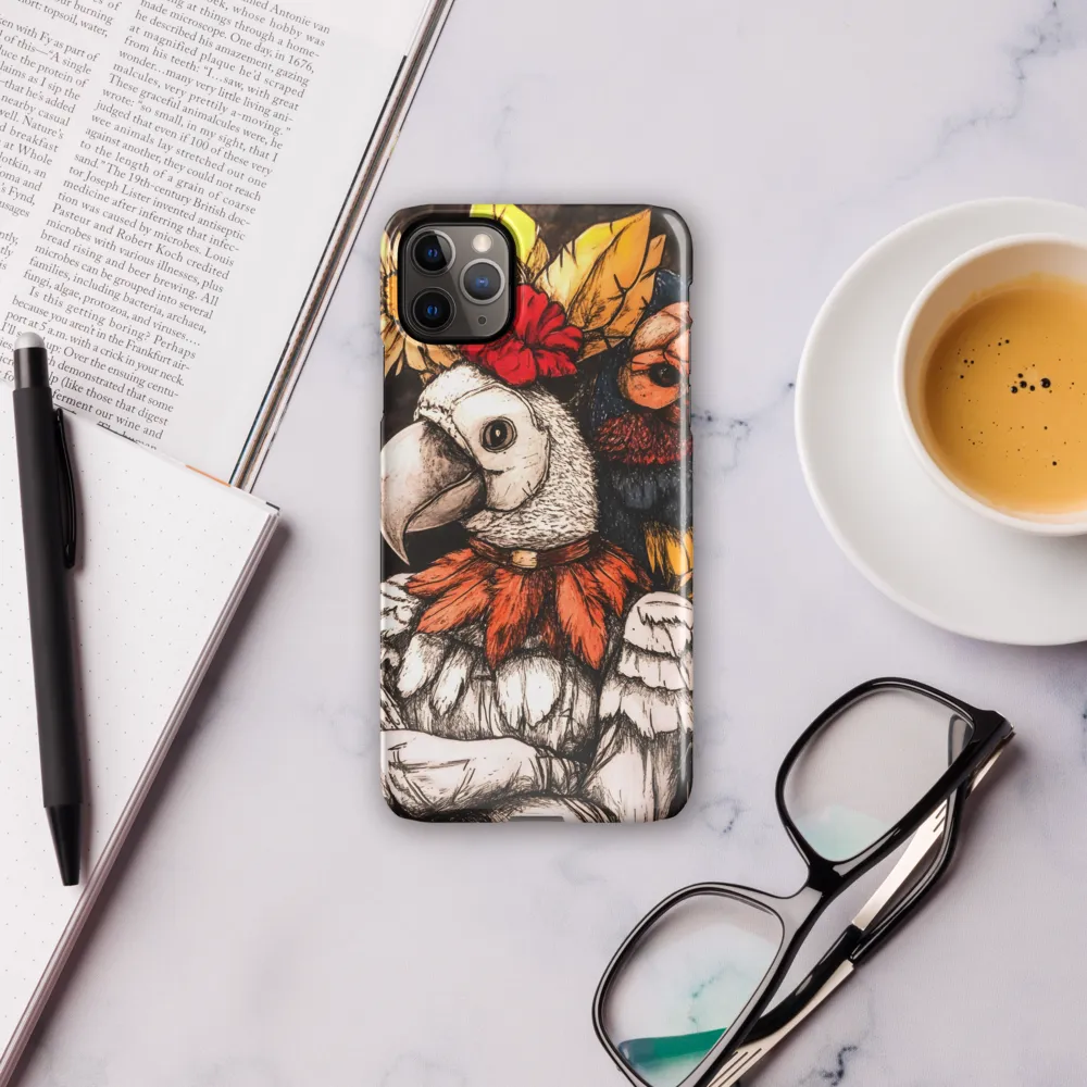 The Surreal Guardian: A Dance of Feathers and Flowers | Phone Case |  11 Pro Max | Snap Case | Glossy