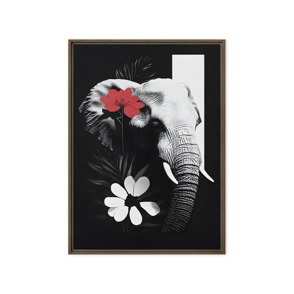 Elephant Harmony | Canvas with Brown Frame | 20″×28″