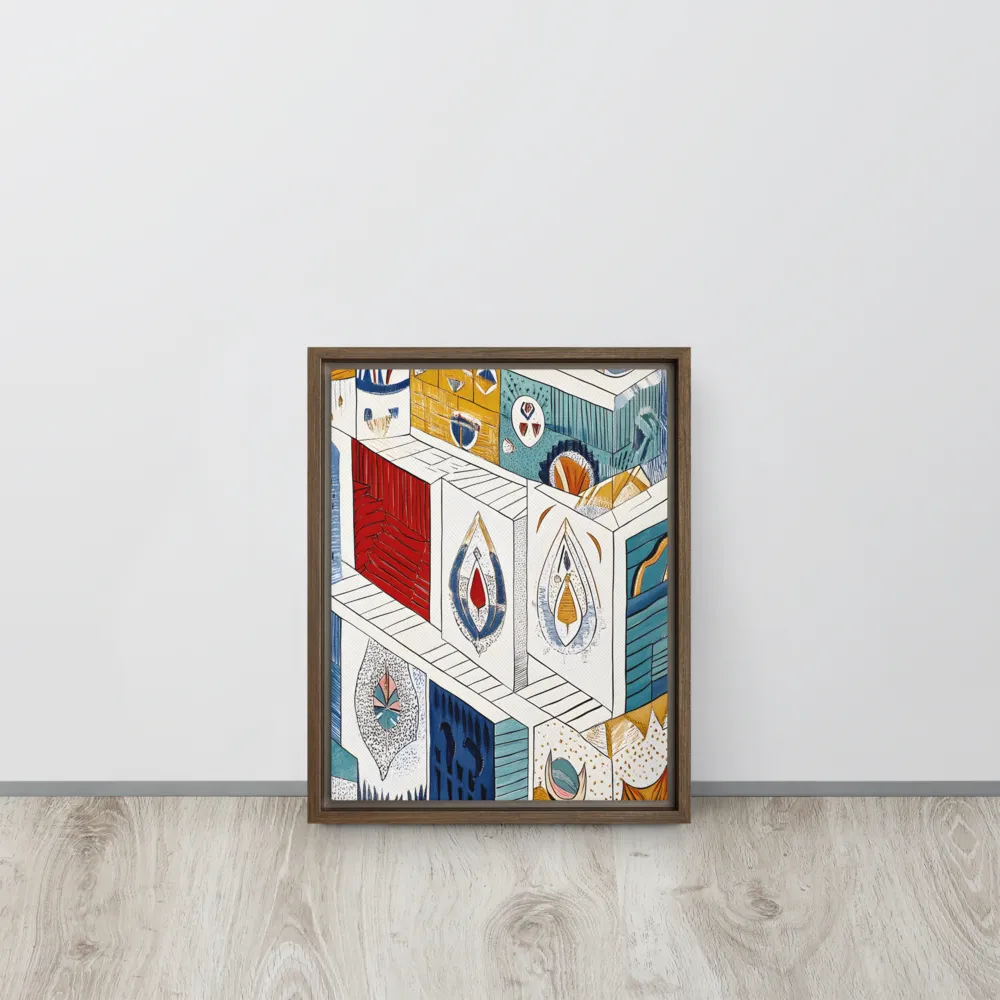 Symphony of Geometric Harmony | Canvas with Brown Frame | 11″×14″