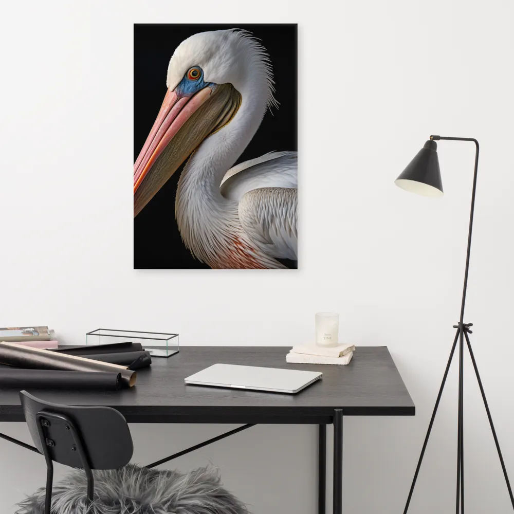 Elegance in White: The Pelican | Canvas | 24″×36″