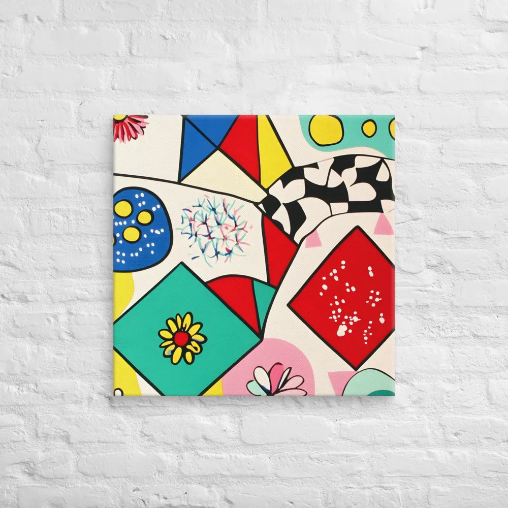 Joyful Geometry: A Playful Dance of Shapes and Colors | Canvas | 26″×26″