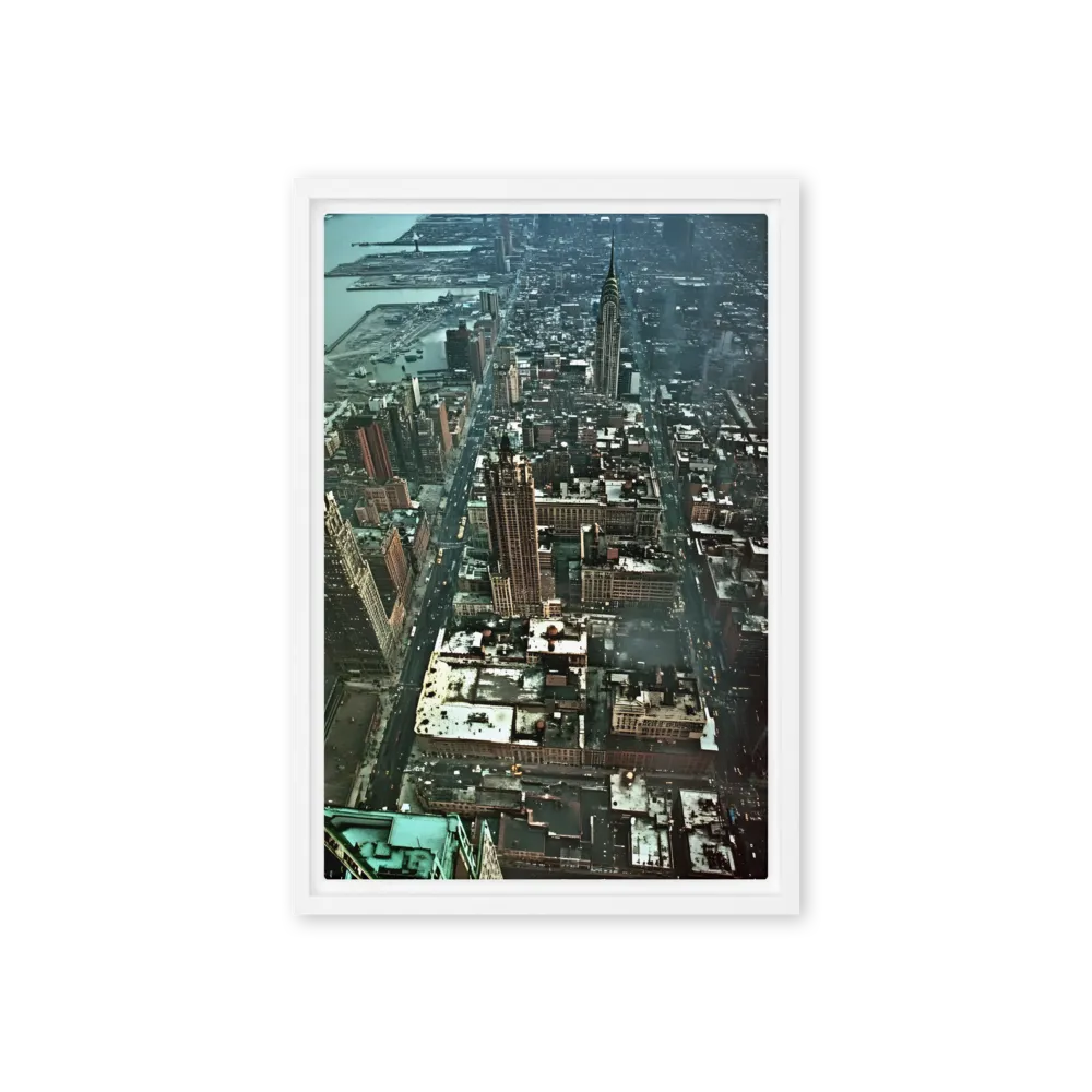 Aerial Symphony of Urban Life | Canvas with White Frame | 12″×18″