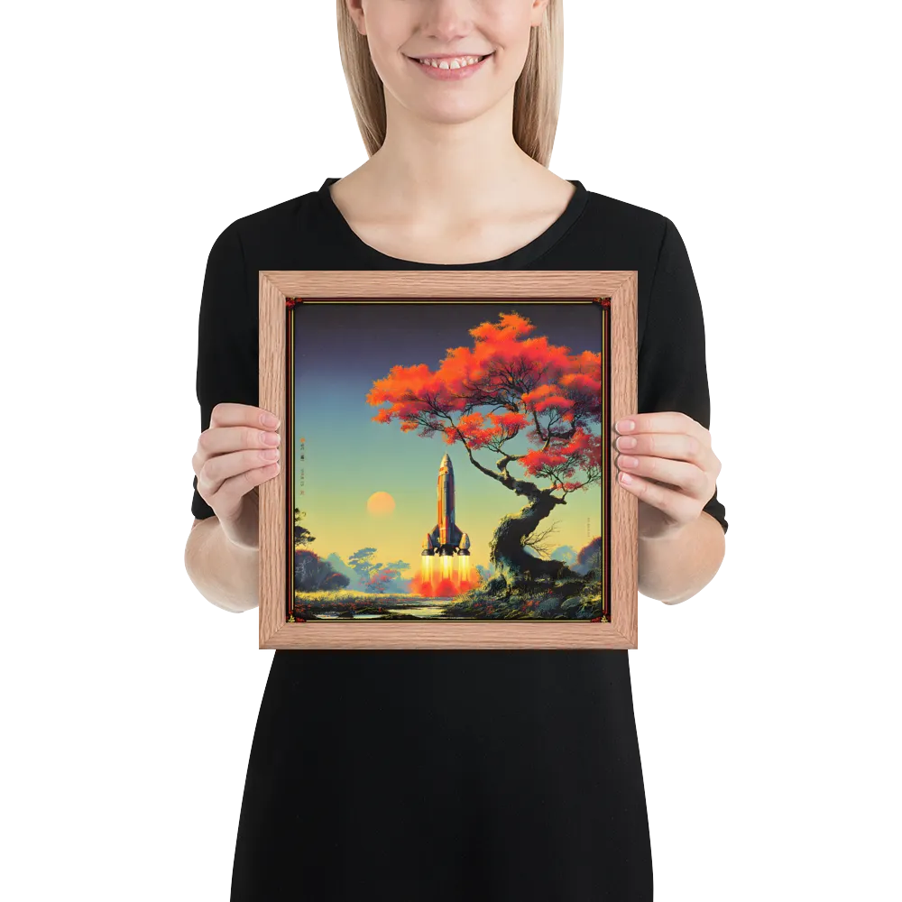 Autumn Launch 
 Poster with Red oak Frame | 10″x 10″