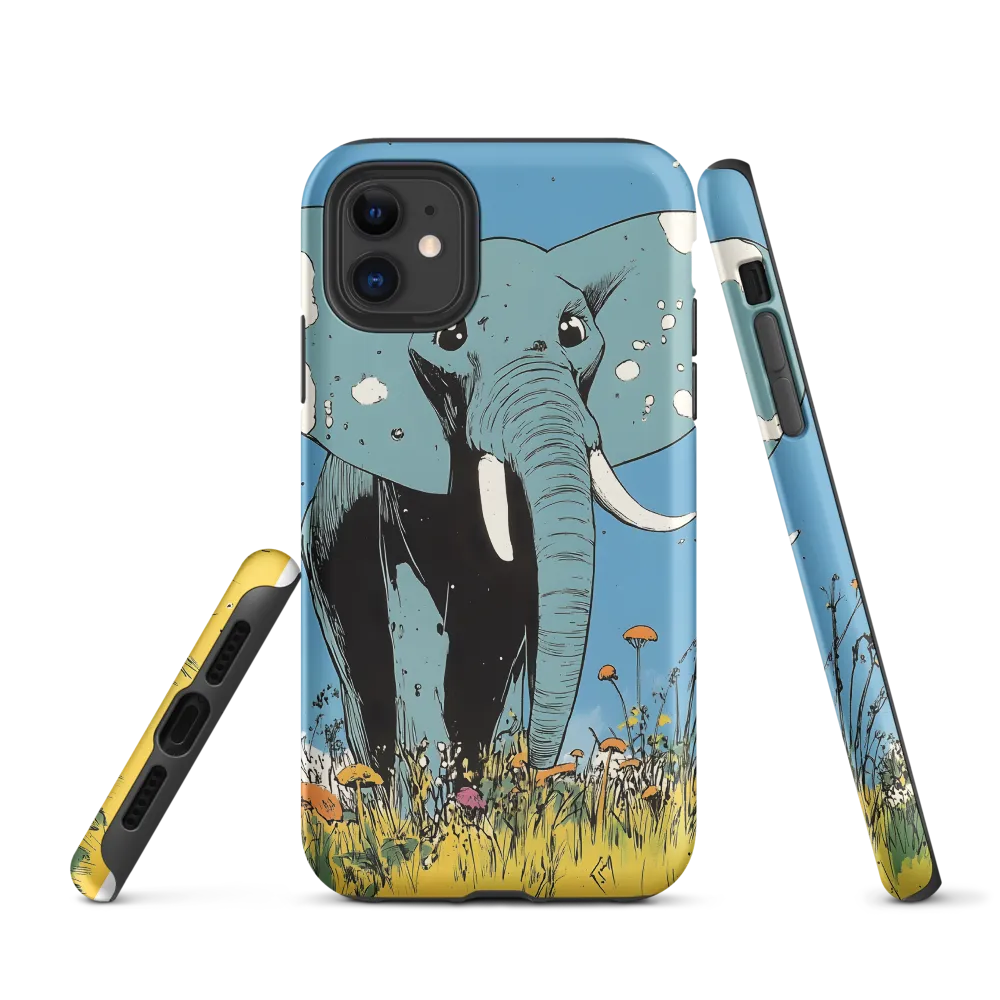 Whimsical Blue Elephant in Bloom