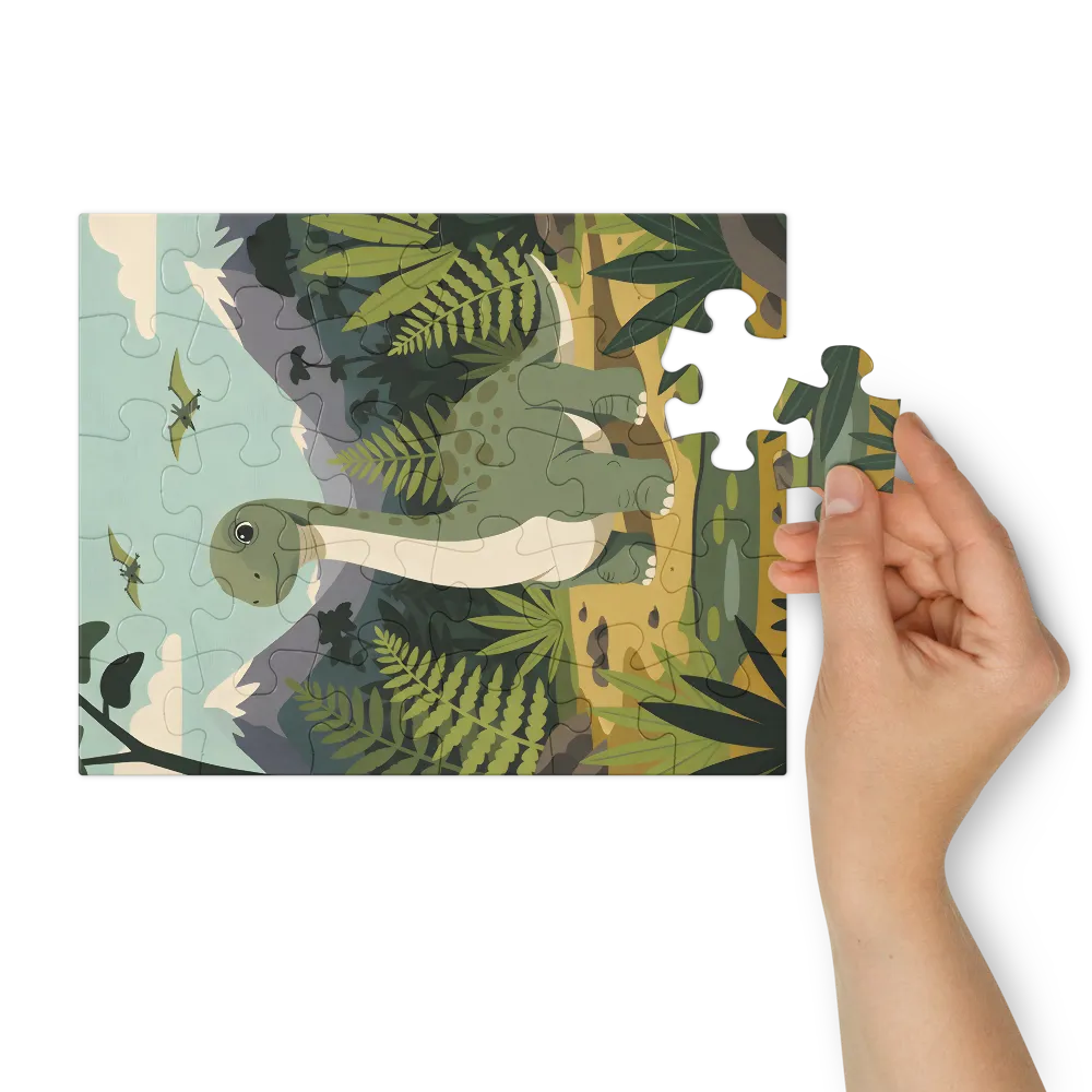 Gentle Brontosaurus 
 Jigsaw Puzzle in Tin Box