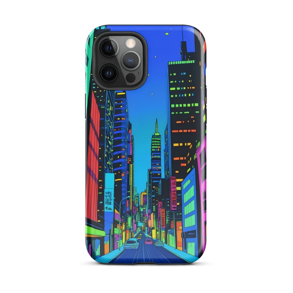 Neon Dreamscape: A Futuristic City at Dusk | Phone Case |  12 Pro Max | Tough Case | Glossy