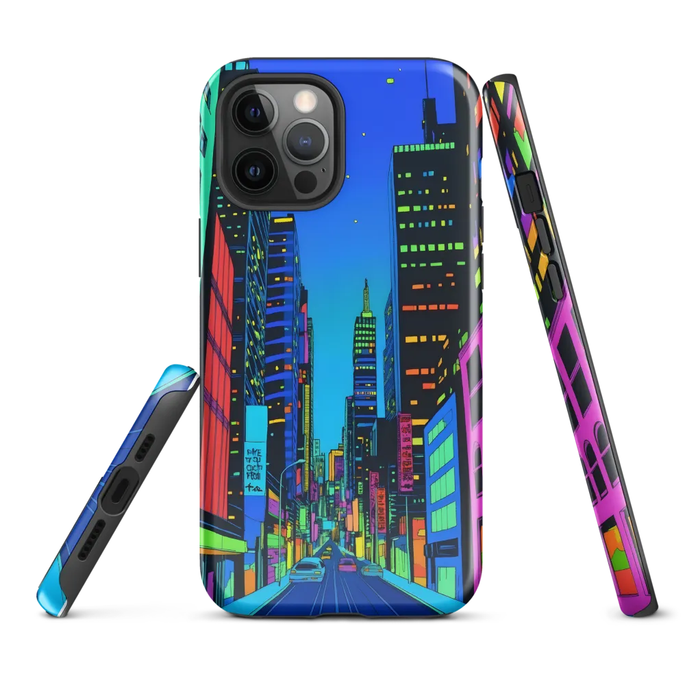Neon Dreamscape: A Futuristic City at Dusk | Phone Case |  12 Pro Max | Tough Case | Glossy