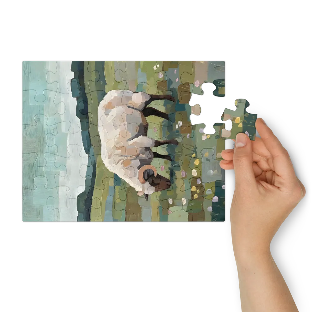 Grazing Sheep 
 Jigsaw Puzzle in Tin Box