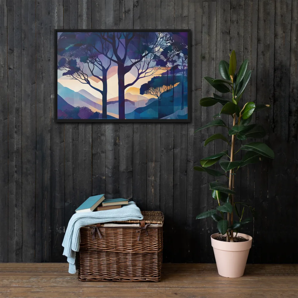 Tranquil Geometry: A Journey Through Color | Canvas with Black Frame | 24″×36″