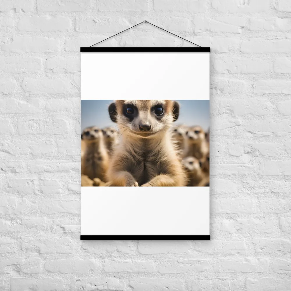 Curious Stance: The Meerkat's Gaze | Poster With Black Wood Hanger | 24″×36″