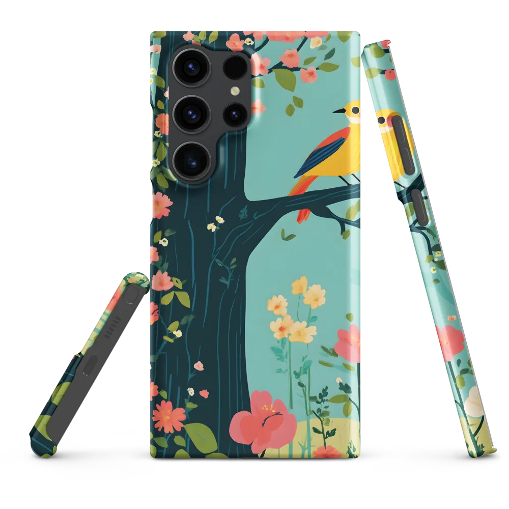 Oriole Among Teal Blossoms