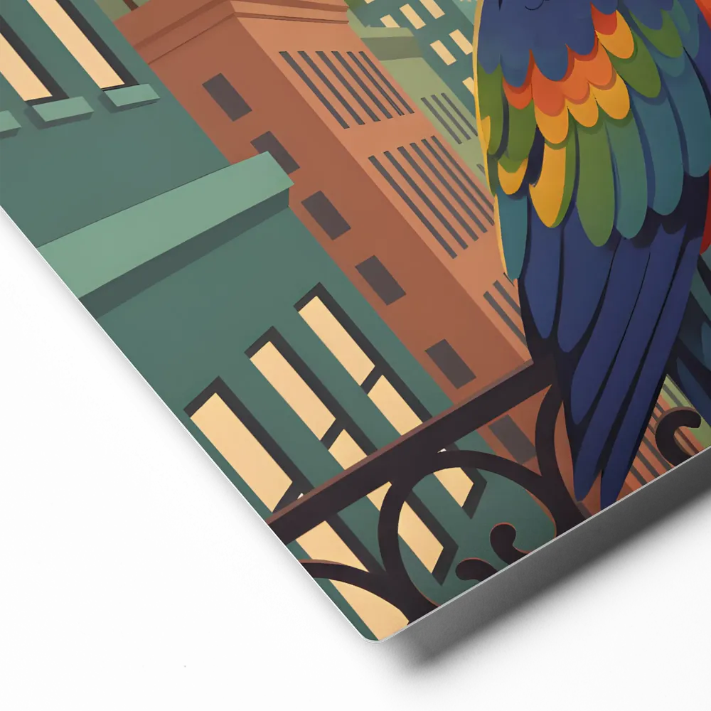 Urban Parrot 
 Metal Print | 12″x 12″