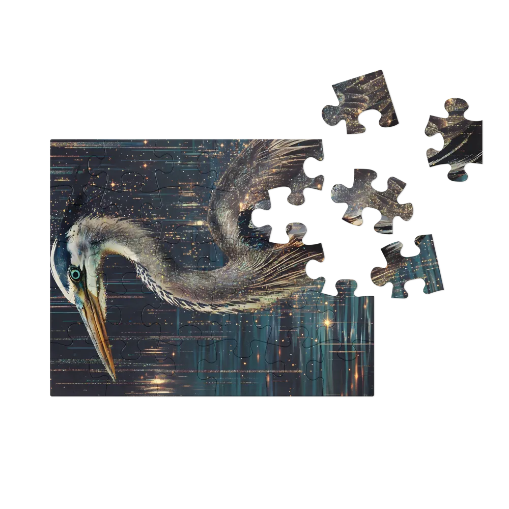 Starlit Heron 
 Jigsaw Puzzle in Tin Box