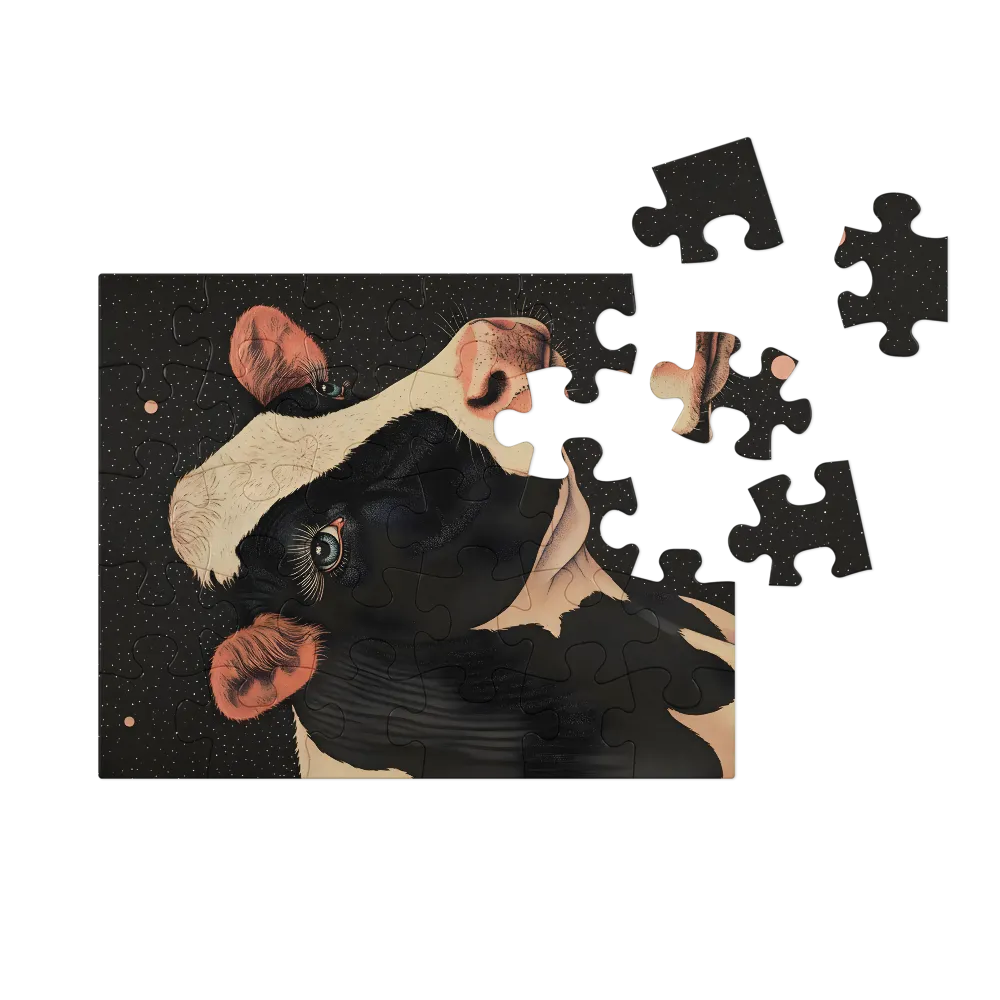 Stipple Cow Portrait 
 Jigsaw Puzzle in Tin Box