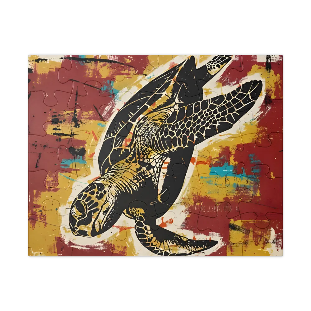 Sea Turtle Screenprint 
 Jigsaw Puzzle in Tin Box