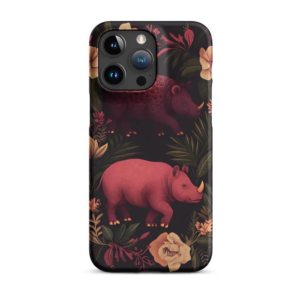 Rhinos in Floral Embrace
