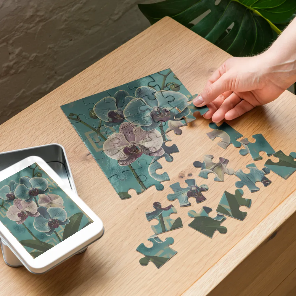 Vintage Orchid Study 
 Jigsaw Puzzle in Tin Box