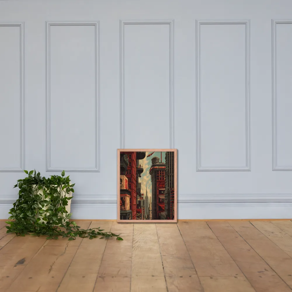 A Glimpse of Tomorrow: Urban Ambition | Poster with Red oak Frame | 16″×20″