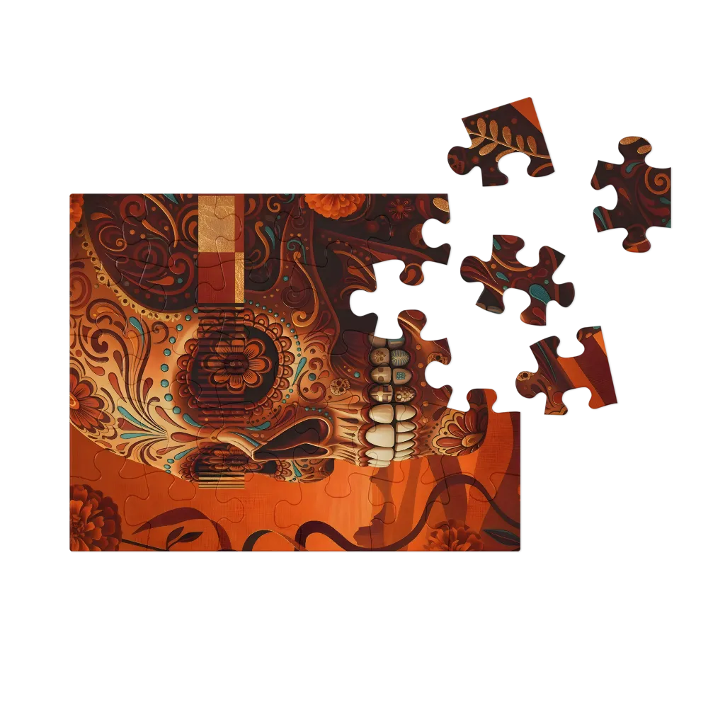 Marigold Sugar Skull 
 Jigsaw Puzzle in Tin Box