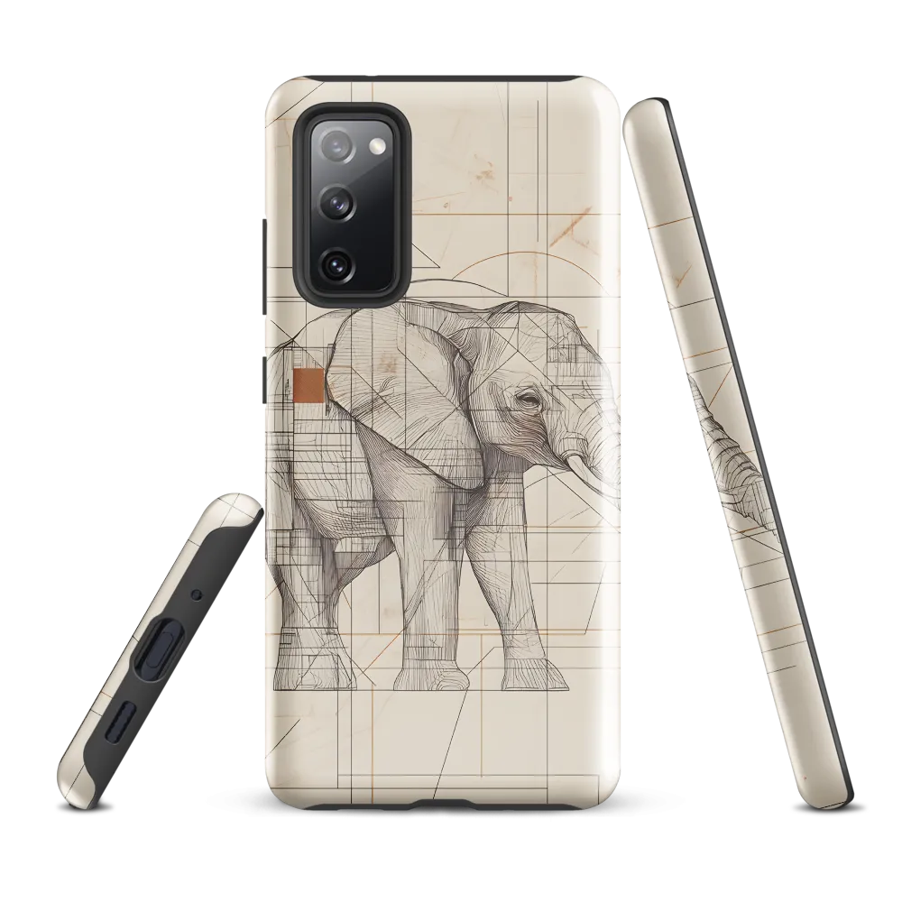 Geometric Elegance: The Steel Elephant | Phone Case |  S20 FE | Tough Case | Glossy