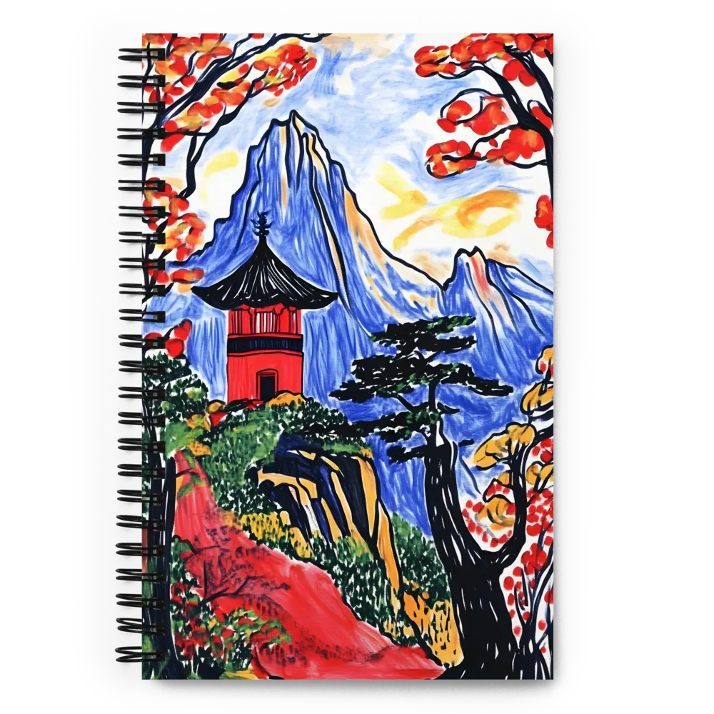 Tranquil Pagoda Among Autumn Peaks | Spiral Notebook