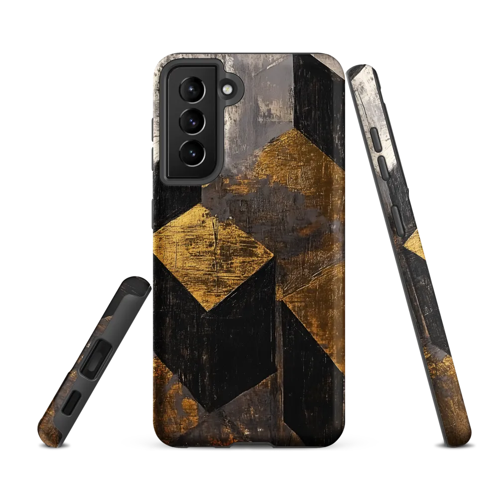 Geometric Harmony in Gold and Black | Phone Case |  S21 FE | Tough Case | Matte