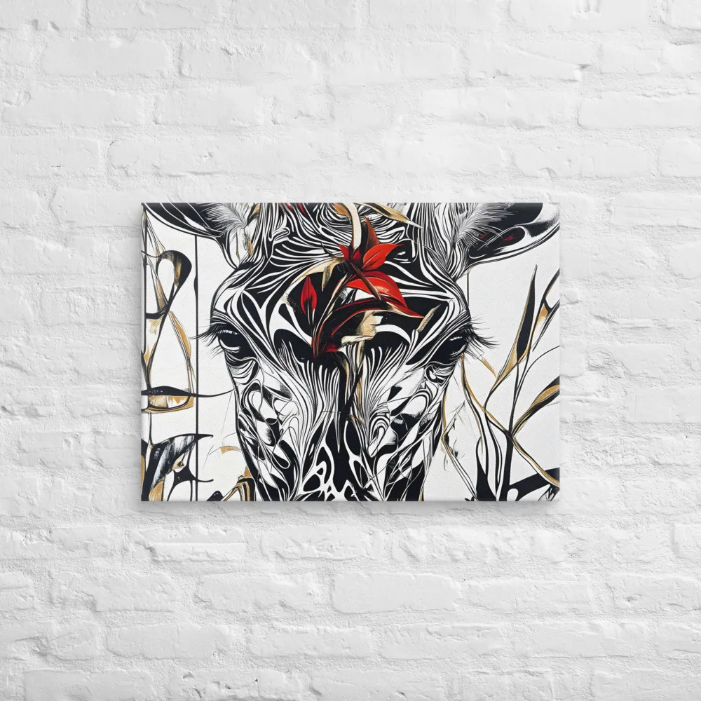 Floral Elegance: The Giraffe's Portrait | Canvas | 20″×28″