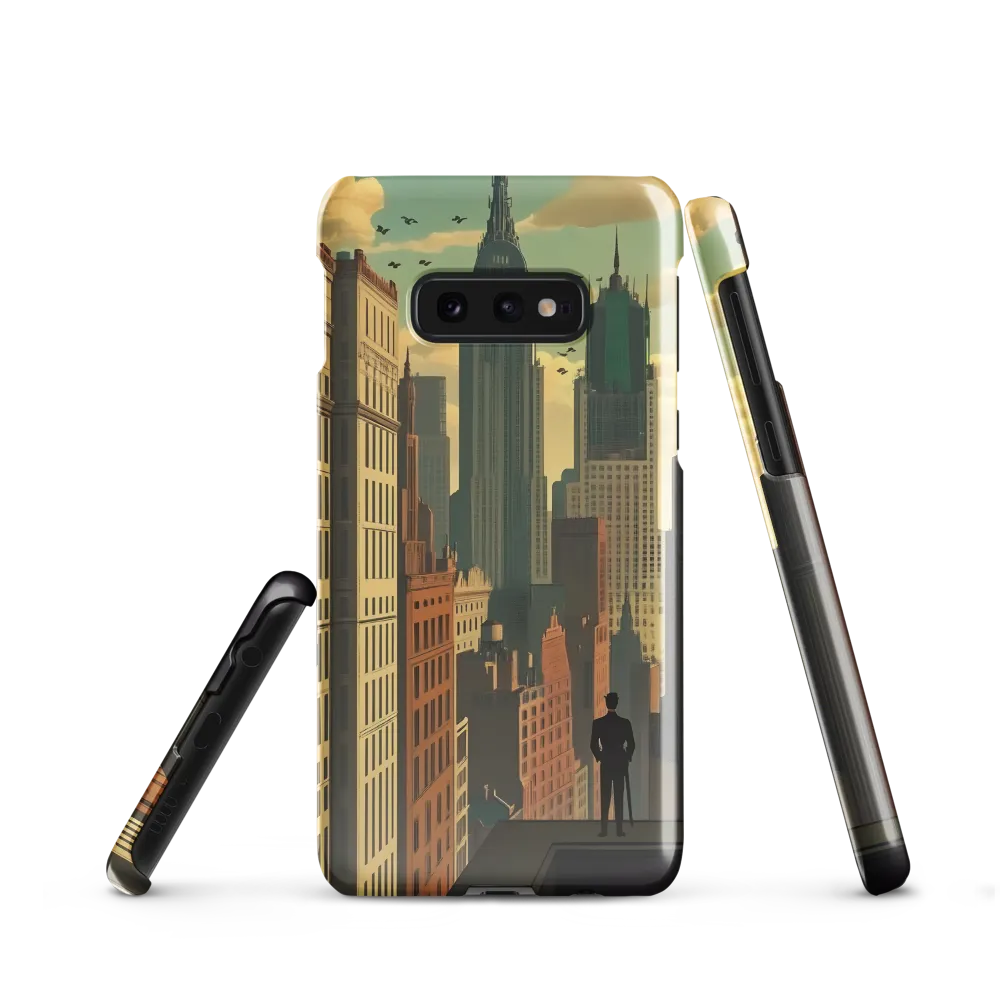 Urban Dreams: A Silhouette in Art Deco Cityscape