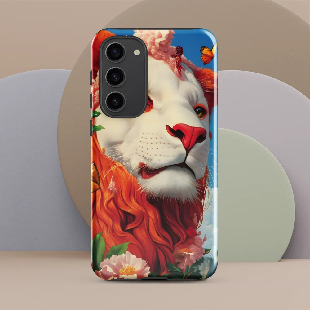 Majestic Lion Amidst Floral Splendor