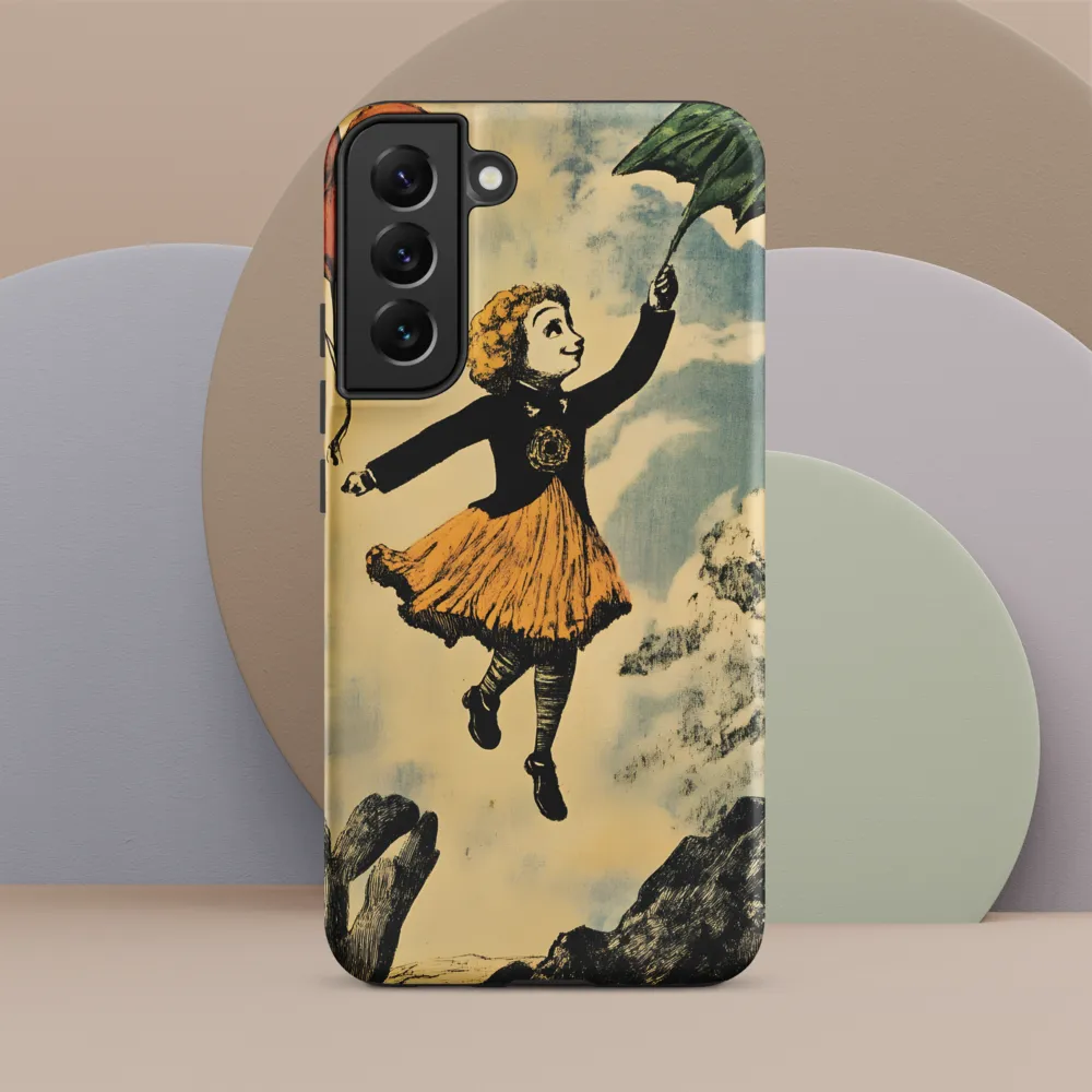 Upward Drift — Girl with Umbrella and Balloons