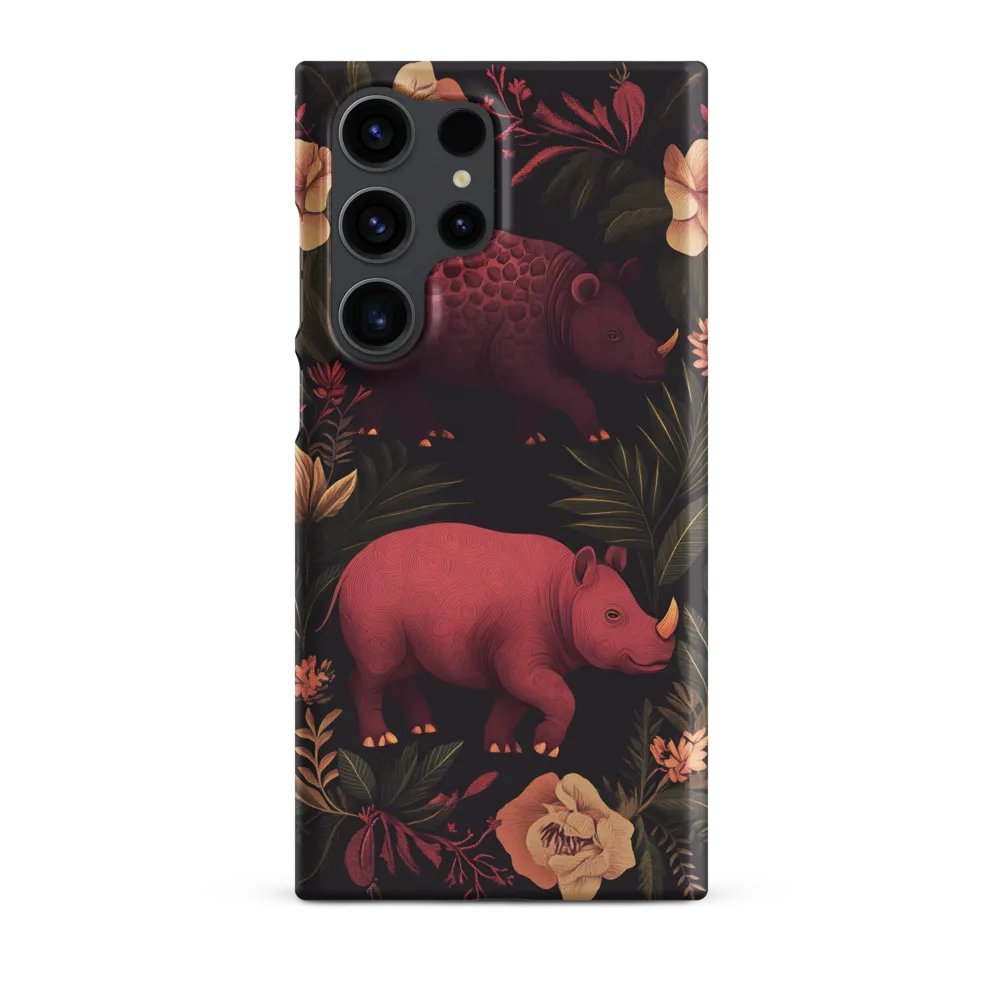 Rhinos in Floral Embrace