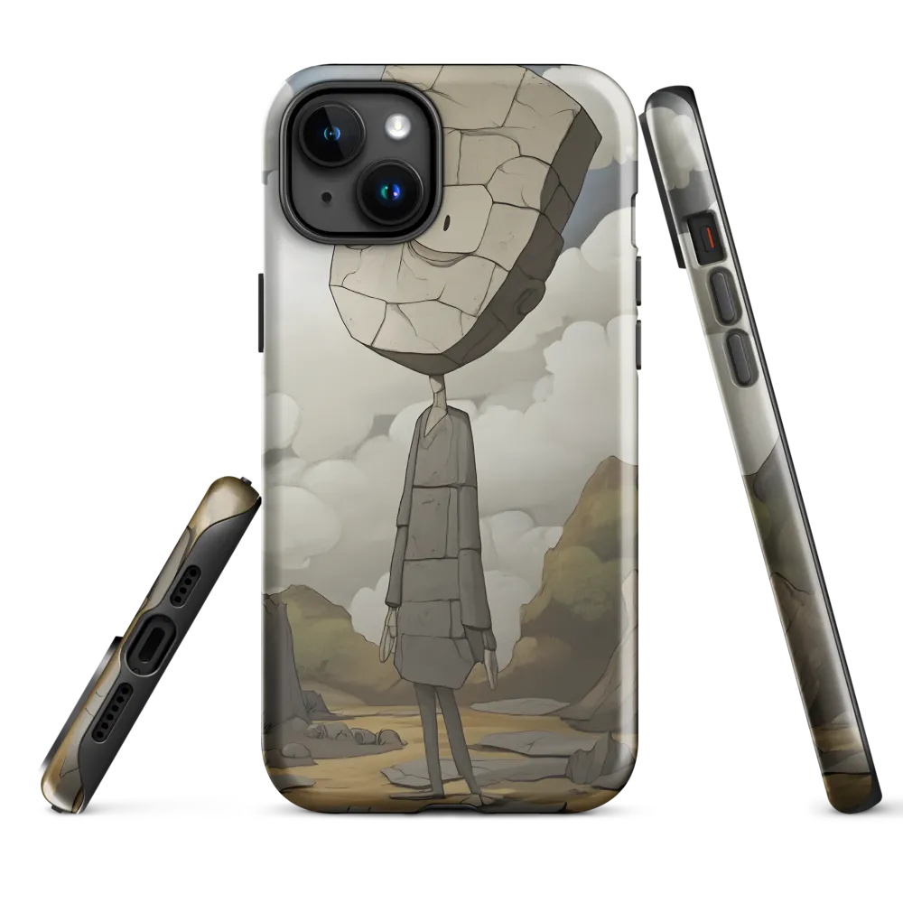 Whimsical Stone Figure in a Rocky Landscape | Phone Case |  15 Plus | Tough Case | Glossy