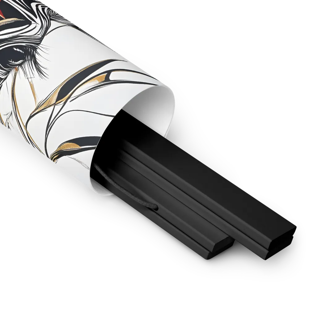 Floral Elegance: The Giraffe's Portrait | Poster With Black Wood Hanger | 14″×14″