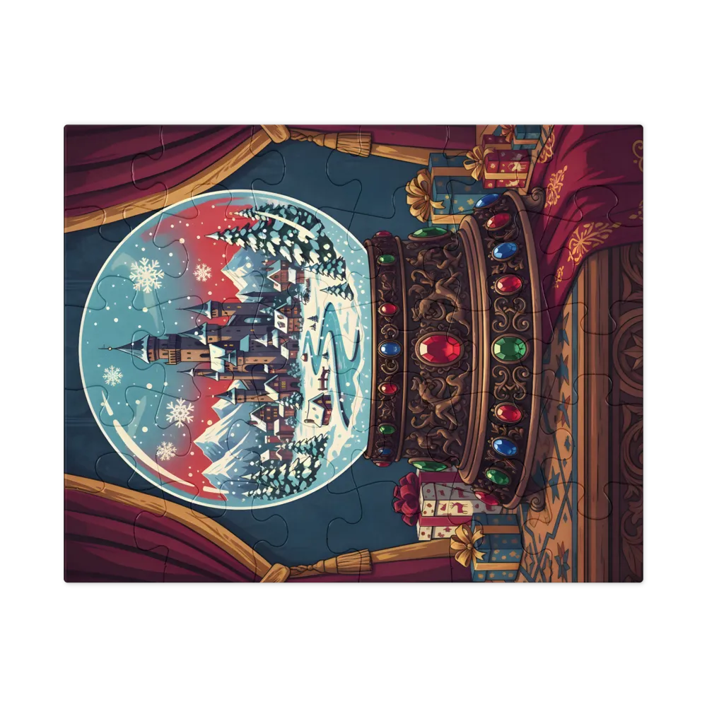 Winter Castle Snow Globe 
 Jigsaw Puzzle in Tin Box
