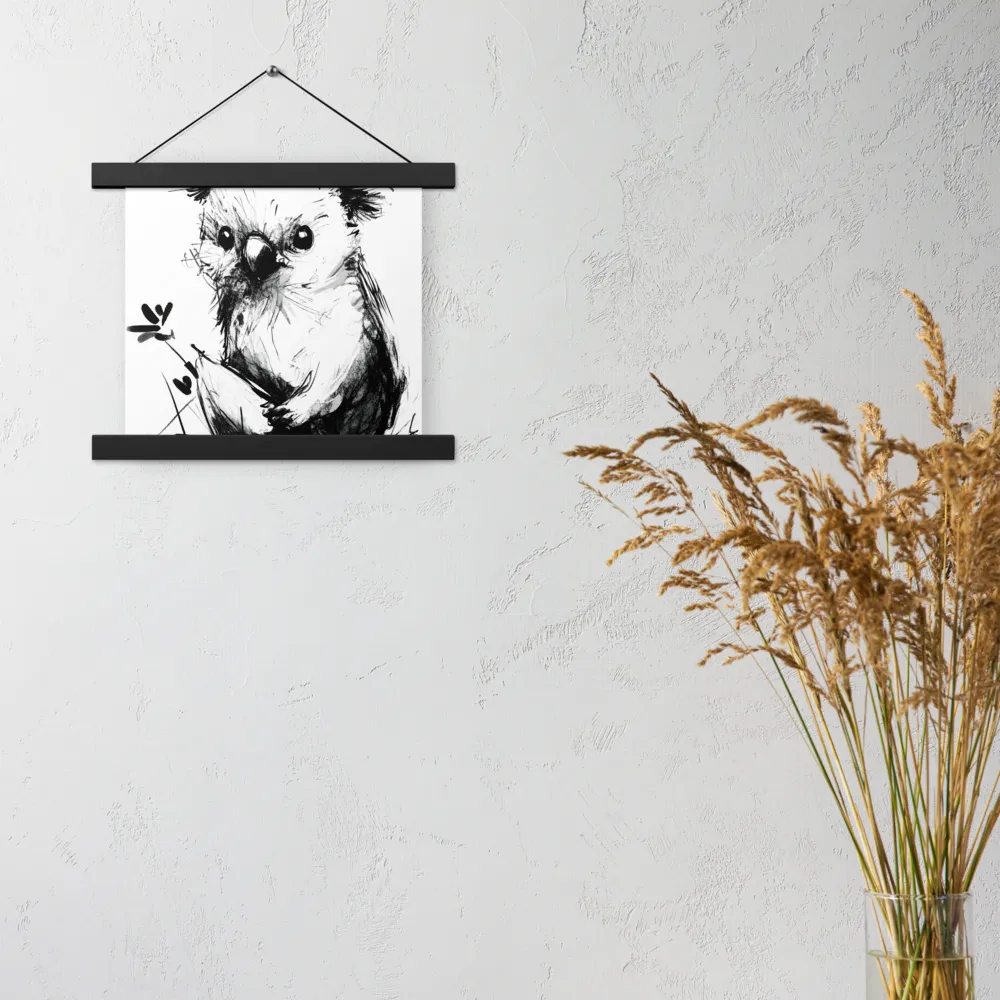 Whimsical Koala in Ink | Poster With Black Wood Hanger | 10″×10″