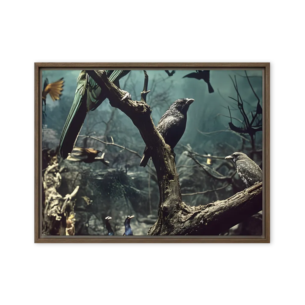 Whispers of the Avian Realm | Canvas with Brown Frame | 18″×24″