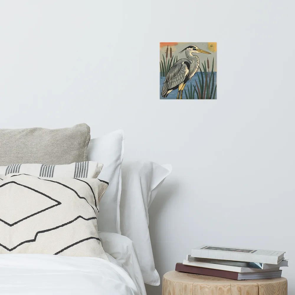 Marsh Heron 
 Poster | 10″x 10″