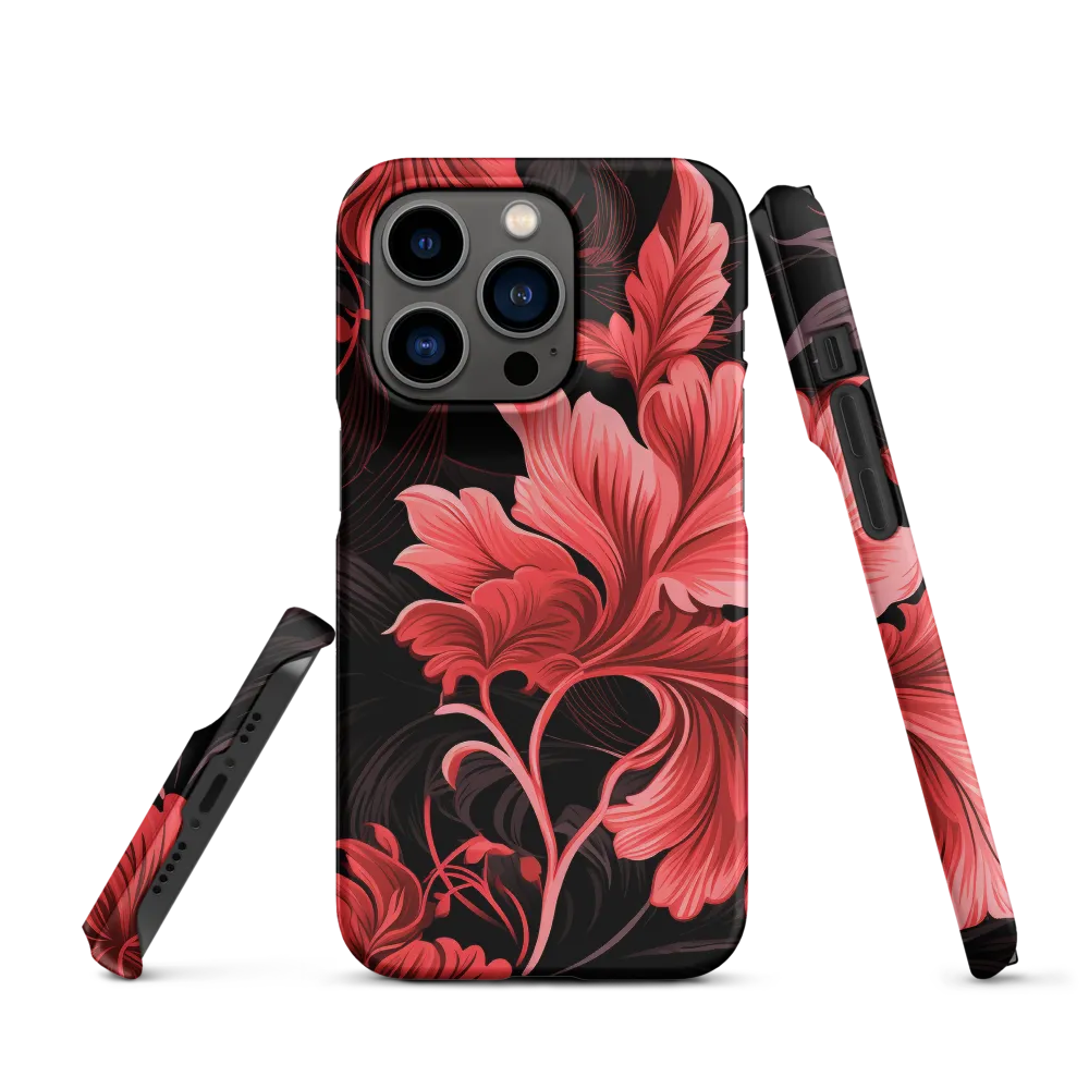 Tropical Elegance in Red | Phone Case |  14 Pro | Snap Case | Matte