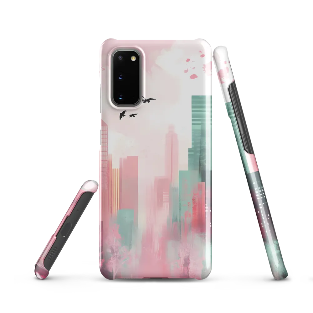 Dreamy Cityscape in Pink and Cyan